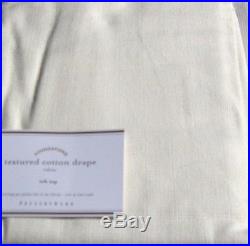 Two Pottery Barn Ivory Textured Cotton Curtain Drapes Tab Top 96L NEW Off White