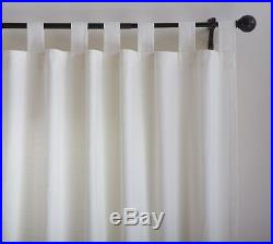 Two Pottery Barn Ivory Textured Cotton Curtain Drapes Tab Top 96L NEW Off White