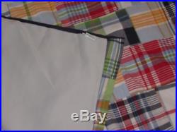 Two Pottery Barn Kids Madras Blackout Curtain Panels Navy Red Plaid 42.5 x 82