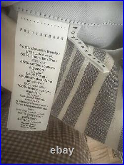 Two Pottery Barn Riviera Striped 50x84 BLACKOUT Curtains Drape Charcoal Gray