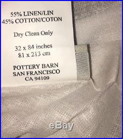 X 2 Pottery Barn White Linen Shabby Chic Tie up Window Panels Curtains 32 X 84